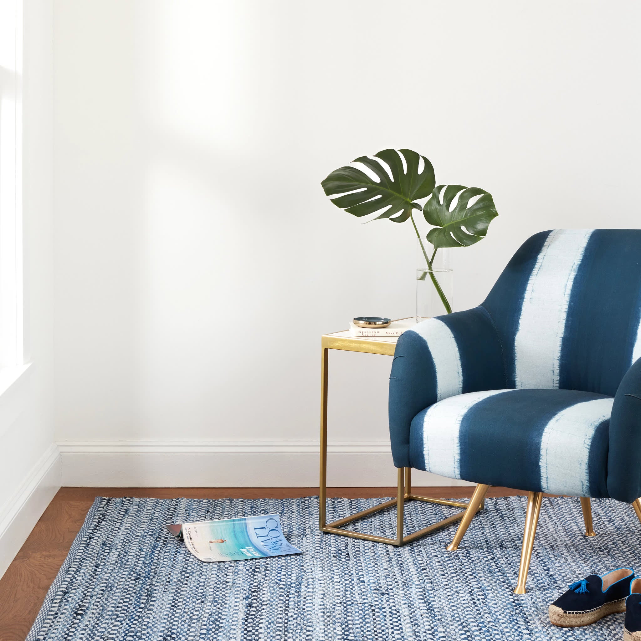 Handwoven Cotton Denim Rug - Blue Stone Wash Design | Perfect for Boho, Farmhouse & Coastal Home Decor