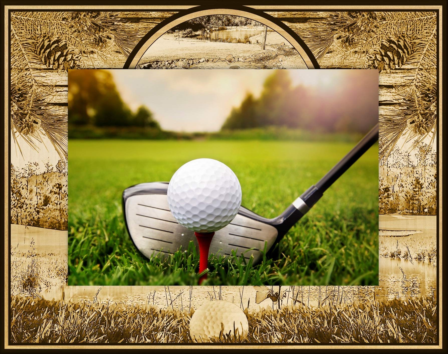 Personalized Golf Laser Engraved Wood Picture Frame 5x7 Inches - Custom Sports Memorabilia Display for Home, Office, or Golf Club Decor