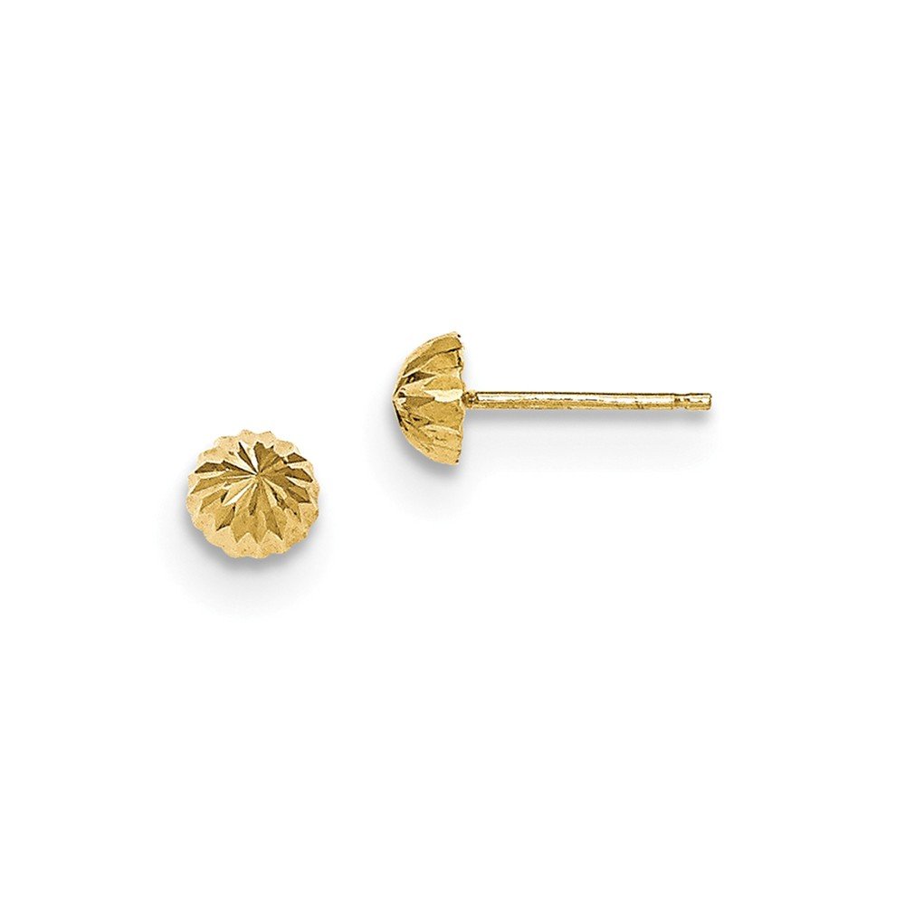 14K Gold Diamond-Cut 5mm Domed Post Earrings for Women - Hypoallergenic Luxury Stud Earrings - Perfect for Weddings, Parties & Everyday Elegance