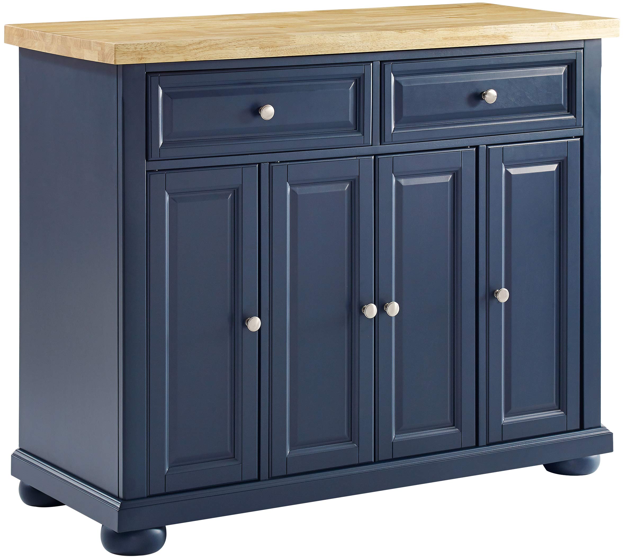 Crosley Furniture Madison Kitchen Island with Storage Shelves & Drawers - Microwave Stand, Coffee Bar Organizer - Navy Blue for Modern Farmhouse & Small Kitchen Spaces