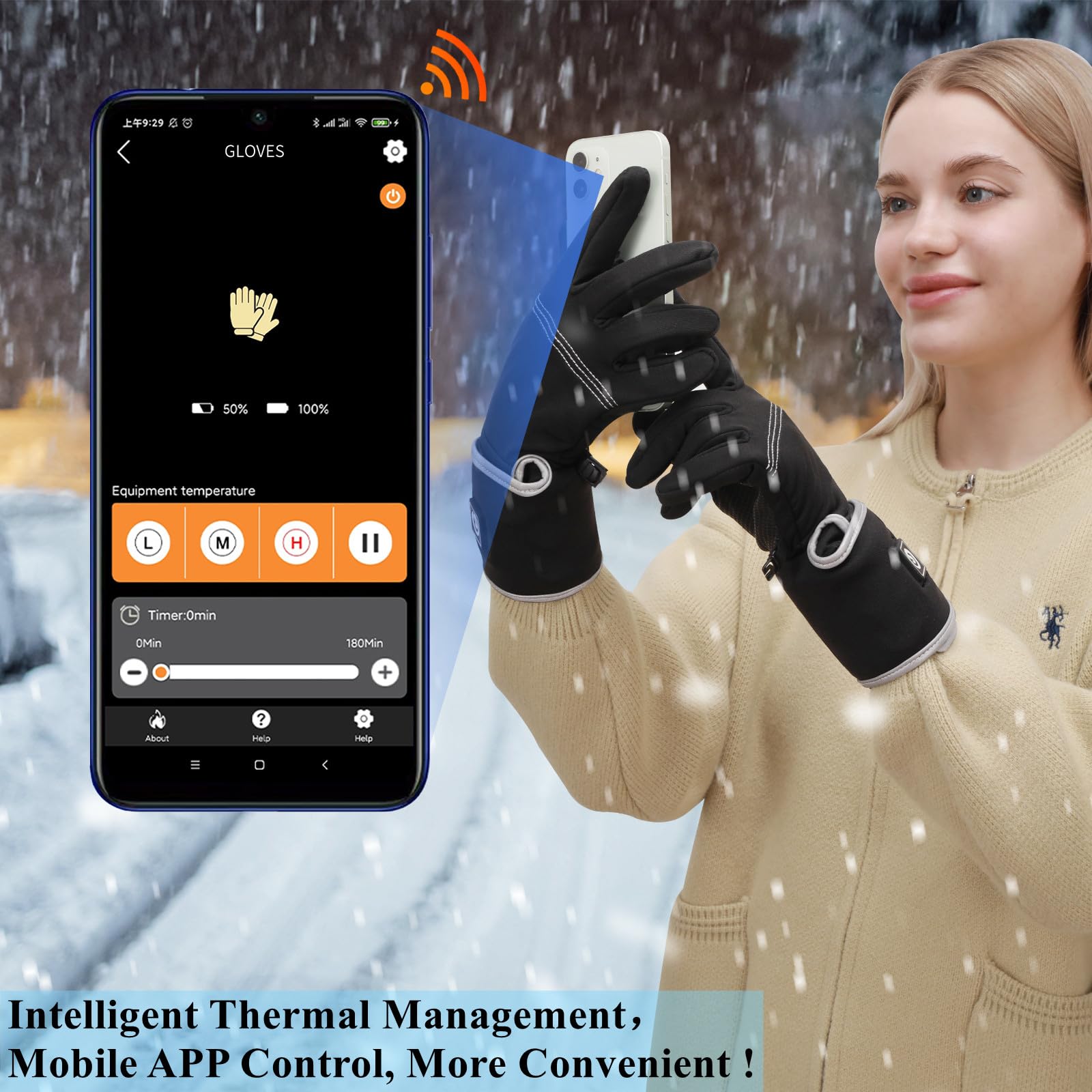 Smart Electric Heated Glove Liners for Men & Women - Rechargeable APP-Controlled Winter Gloves for Driving, Typing & Outdoor Activities - Perfect for Skiing, Hiking & Cold Weather Commutes