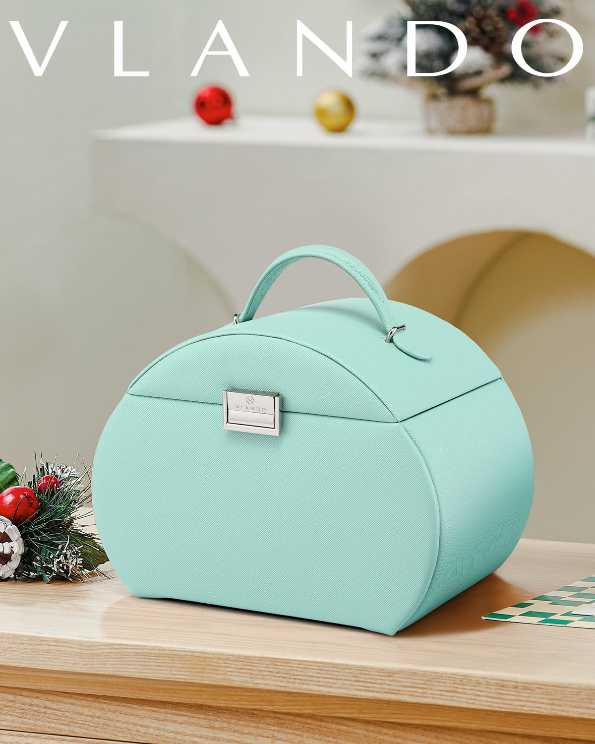 Vlando 3-Layer Princess Jewelry Box for Girls 8-14 with Mirror | Mint Green Jewelry Organizer Storage | Perfect Christmas Gift for Teens & Little Girls | Birthday Present, Bedroom Decor, Dresser Accessory