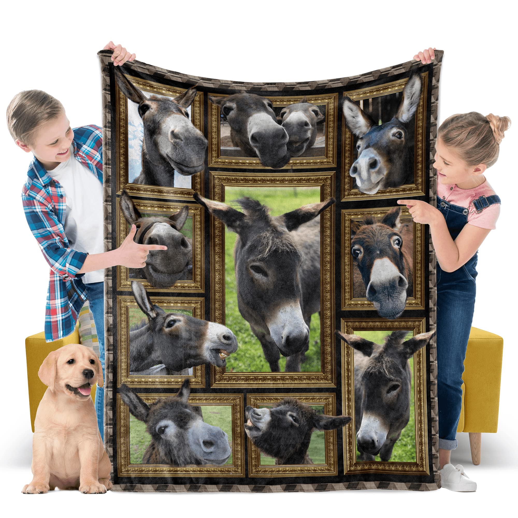 Soft Plush Donkey Throw Blanket for Kids - 40x50 Inch Silky Fleece Blanket for Boys & Girls, Cozy Toddler Blanket for Couch, Bed, Sofa - Perfect for Daycare, Preschool Naptime & Baby Warmth