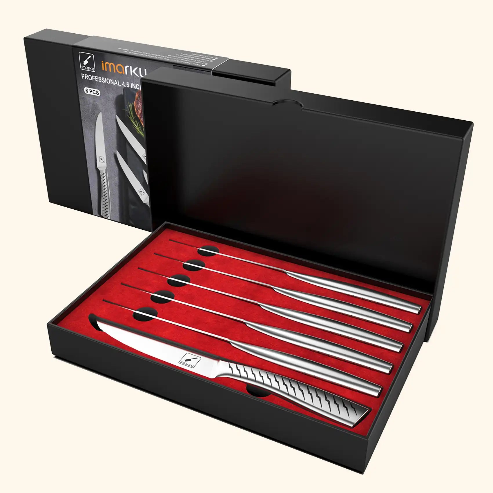 Premium Serrated Steak Knife Set - 4-Piece with Lightning Pattern Design for Perfect Meat Cutting | Ideal for Steak Dinners, BBQ Parties & Home Kitchen Use