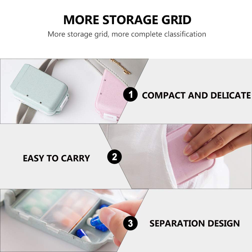 2 Pack Plastic Pill Organizer Travel Medicine Case - Portable Pill Box Storage Container for Daily Medication, Vitamins & Supplements - Perfect for Home, Office, Travel & Emergency Kits