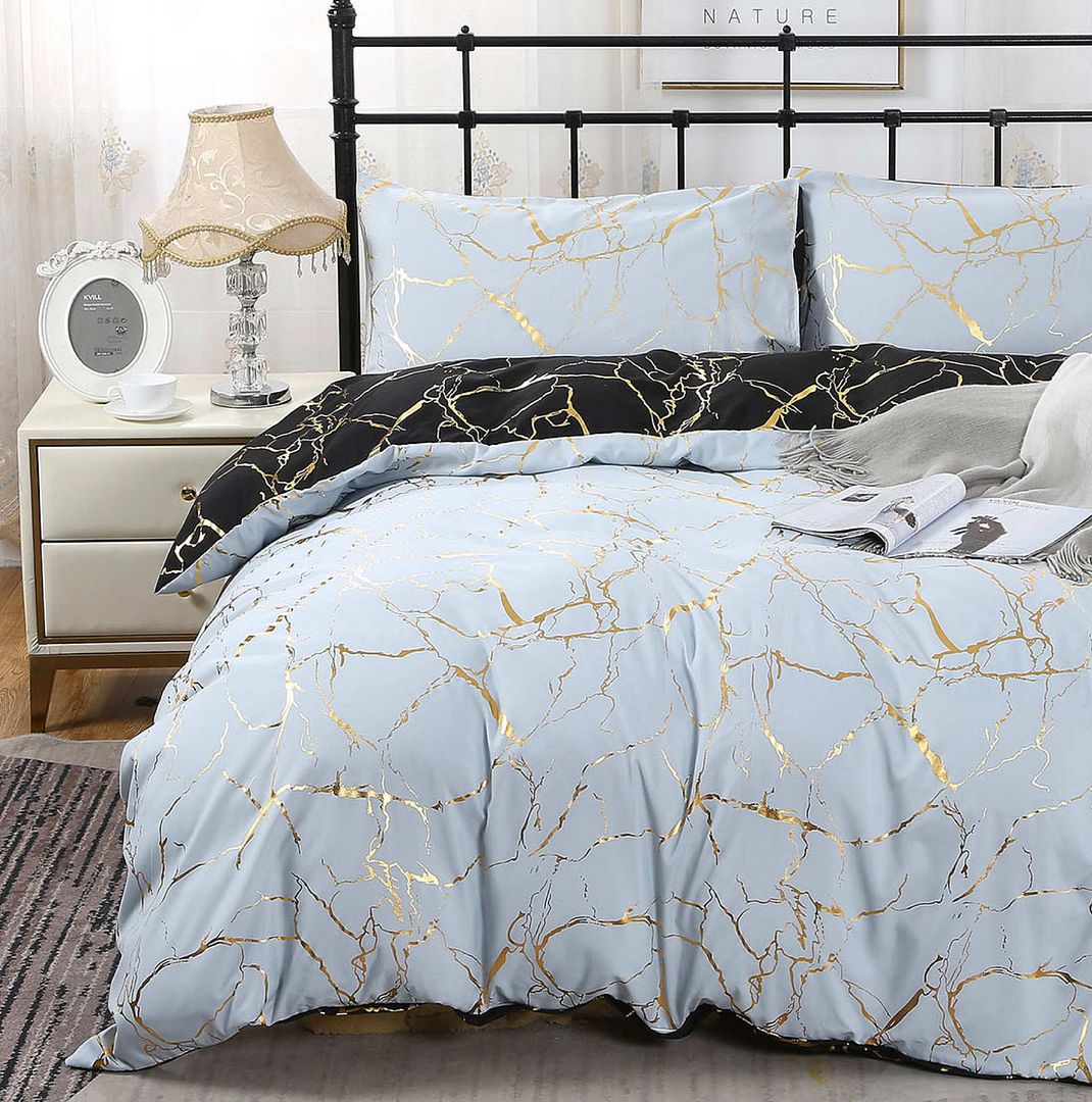 Reversible Queen Size Bed Quilt Set - Adana Soft Duvet Cover & Doona Set for All Seasons | Perfect for Master Bedroom, Guest Room & Cozy Home Decor