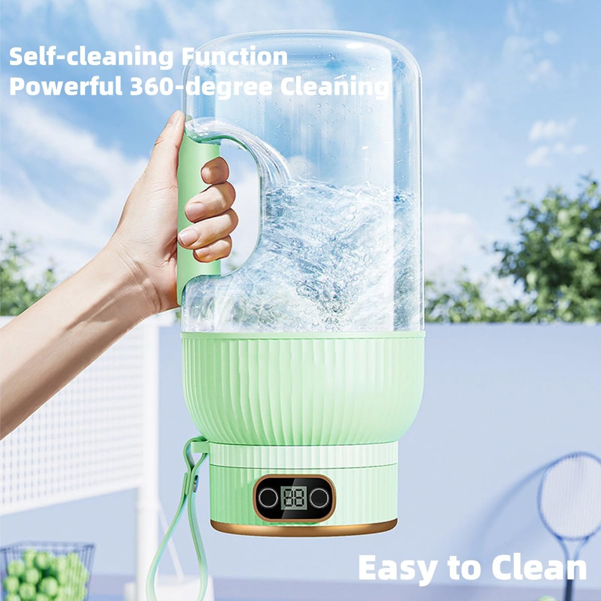 42 Oz Portable Juicer Cup with Digital Display - BPA Free Mini Personal Blender for Shakes, Smoothies & Travel - Multifunctional Green Blender Cup with Lid (Perfect for Gym, Office & On-the-Go)