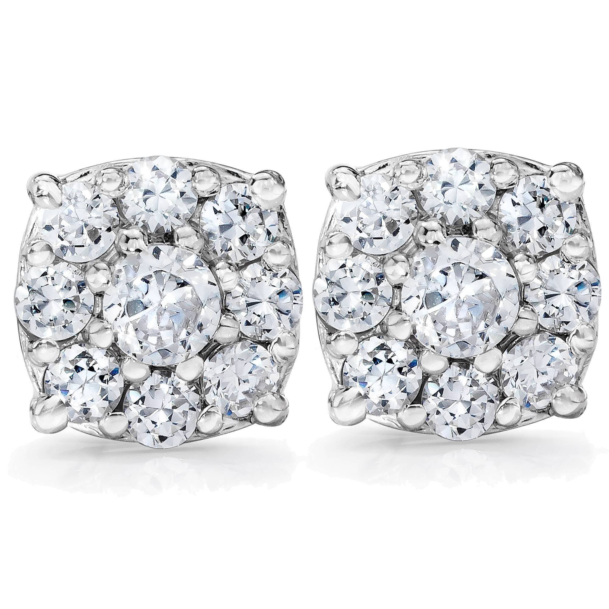 1 Carat Halo Diamond Stud Earrings in 14K White Gold - Perfect for Weddings, Anniversaries & Special Occasions