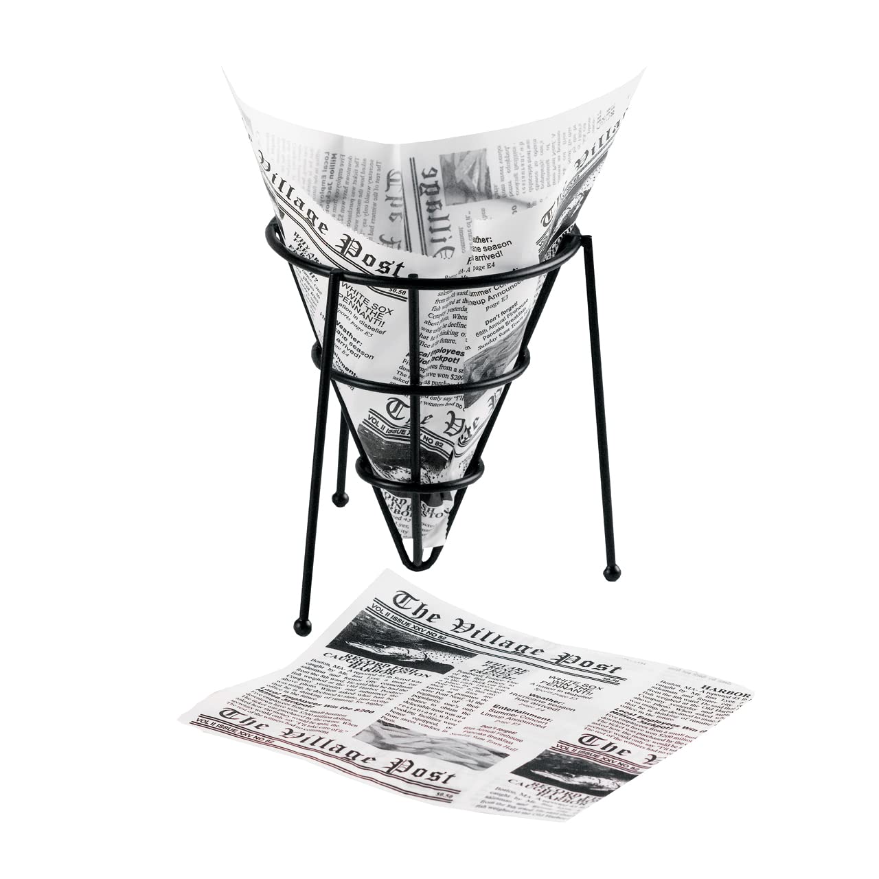 G.E.T. 4-T3000 White Food-Safe Cone Basket Liners - 2000 Pack of Deli Wrap Paper, Newspaper Themed Tissue Liners for Bakery, Ice Cream, and Takeout Food Service