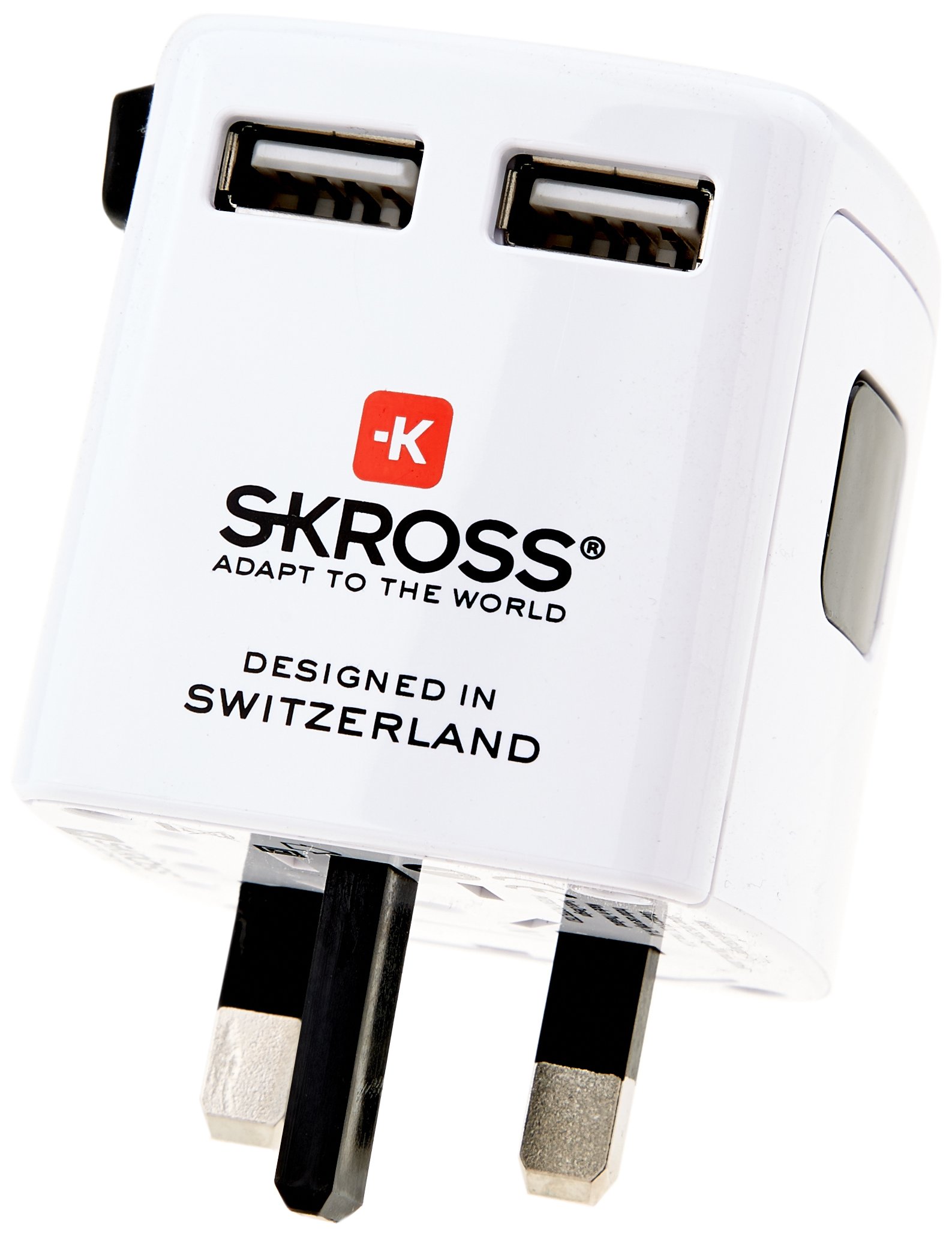 Skross Travel USB Charger - Compact & Fast Charging for iPhone, Android, Samsung - White [SKR1302300] - Perfect for Travel, Office & Home Use