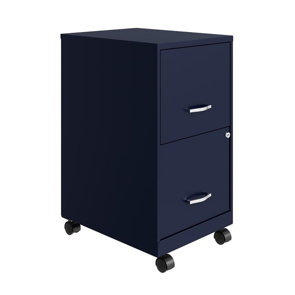 Home Square 2-Drawer Mobile Filing Cabinet Set in Navy (Set of 2) - Office Organization & Document Storage Solution for Home or Business Use