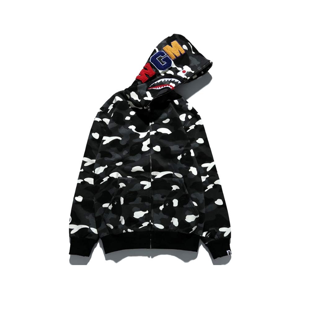 Shark Jaw Camo Jacket Hoodie for Men & Women - Full Zip Up Shark Mouth Sweatshirt for Outdoor Activities, Hunting, and Streetwear Fashion