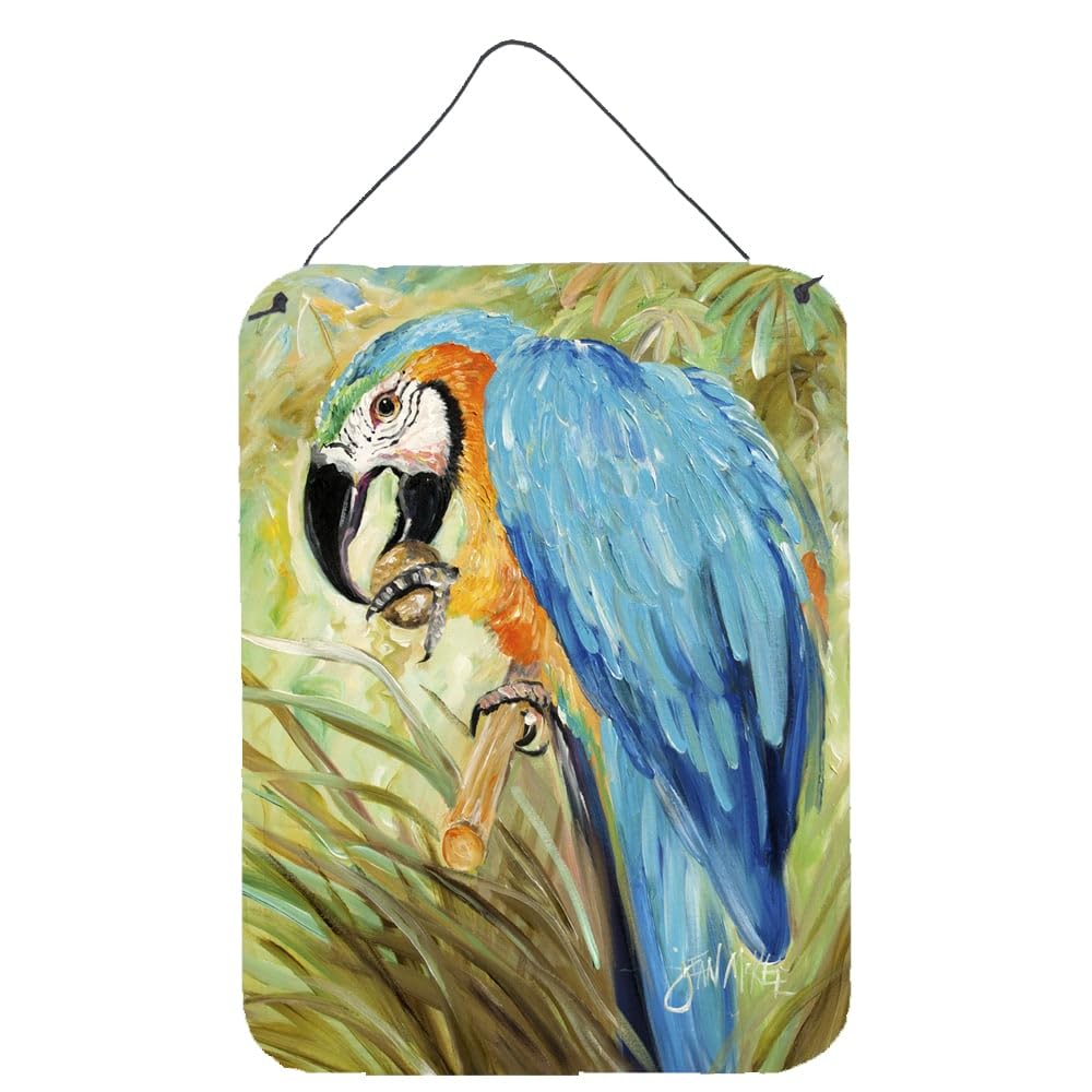 Blue Parrots Wall Art - 12x16 Aluminum Metal Sign for Kitchen, Bar, Bathroom, Front Door - Home Decor Hanging Print by Caroline's Treasures JMK1147DS1216 | Perfect for Tropical Theme Rooms, Beach Houses & Bird Lover Gifts