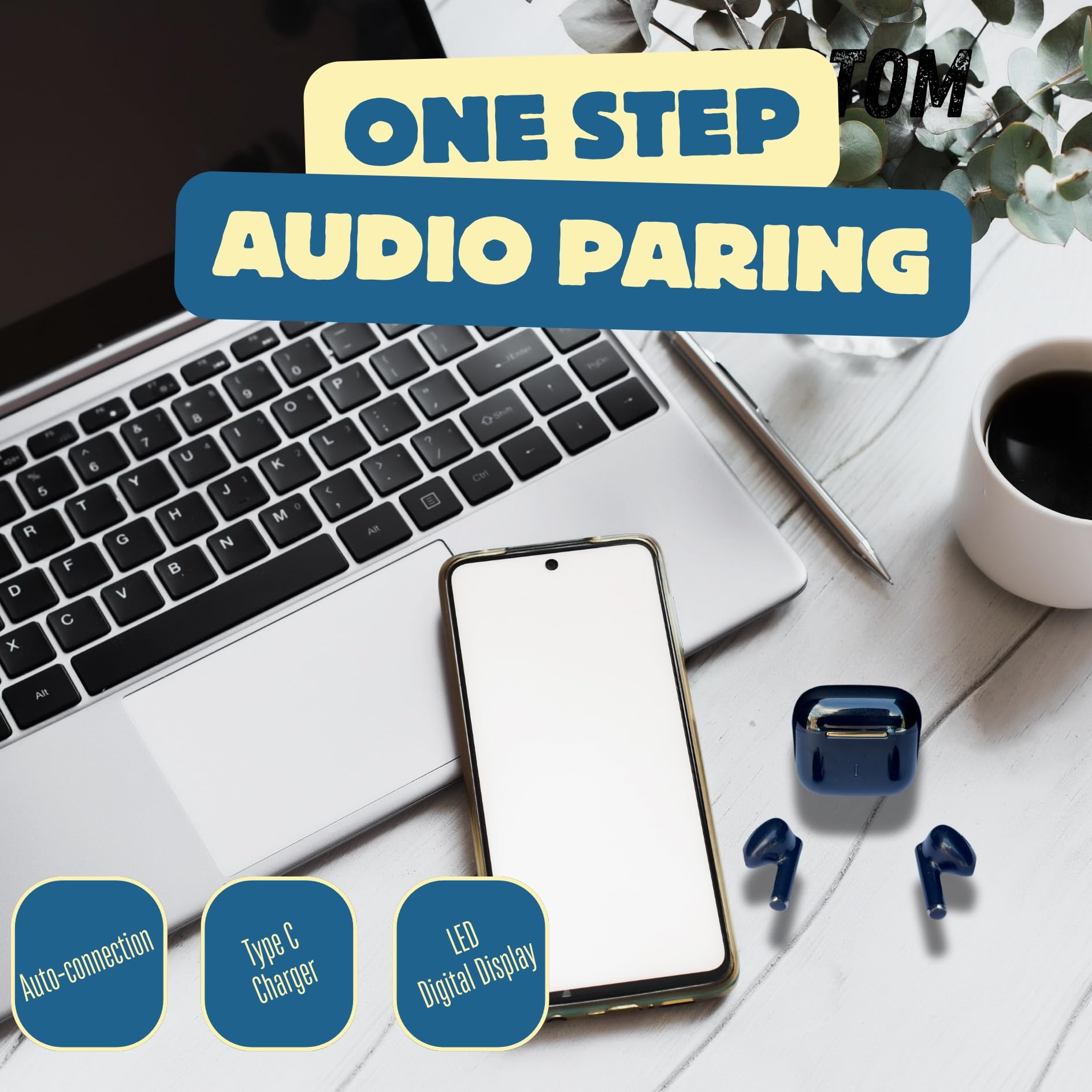 Wireless Bluetooth Earbuds with Charging Case - IPX7 Waterproof, Built-in Mic & Voice Assistant for Hands-Free Calls | Perfect for Gym, Running & Commuting