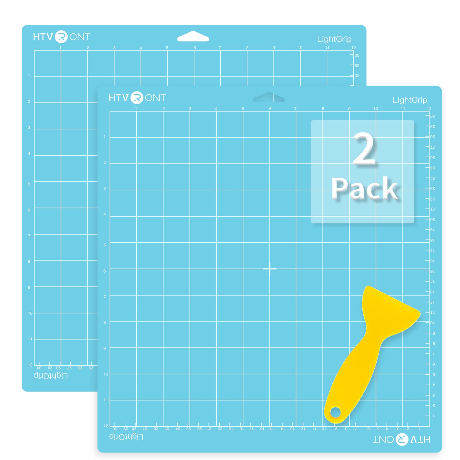 HTVRONT 12x12 Light Grip Cutting Mats 2 Pack - Compatible with Cricut Maker, Maker 3, Explore 3, Air, Air 2 & One - Low-Tack Blue Replacement Mats for Vinyl, Paper & Cardstock - Perfect for DIY Crafts, Scrapbooking & Home Decor Projects