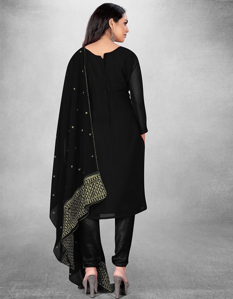 Elegant Black Georgette Chudidar Suit for Women - Traditional Indian Ethnic Wear for Parties, Weddings & Festive Occasions