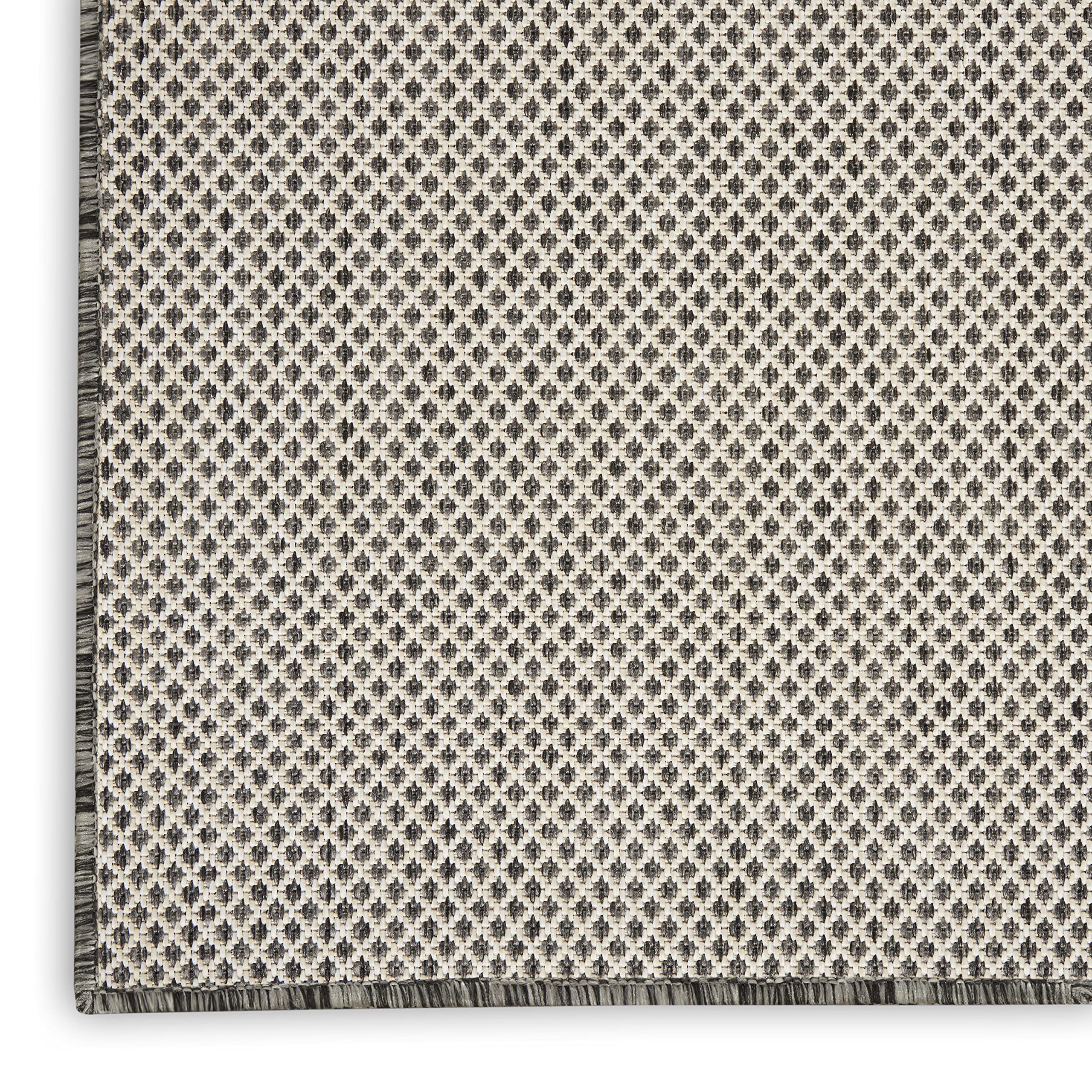Nourison Courtyard 7' x 10' Indoor/Outdoor Area Rug - Ivory & Charcoal Geometric Design, Non-Shedding & Easy Clean - Perfect for Bedroom, Living Room, Dining Room, Deck, Patio & Backyard (7x10)