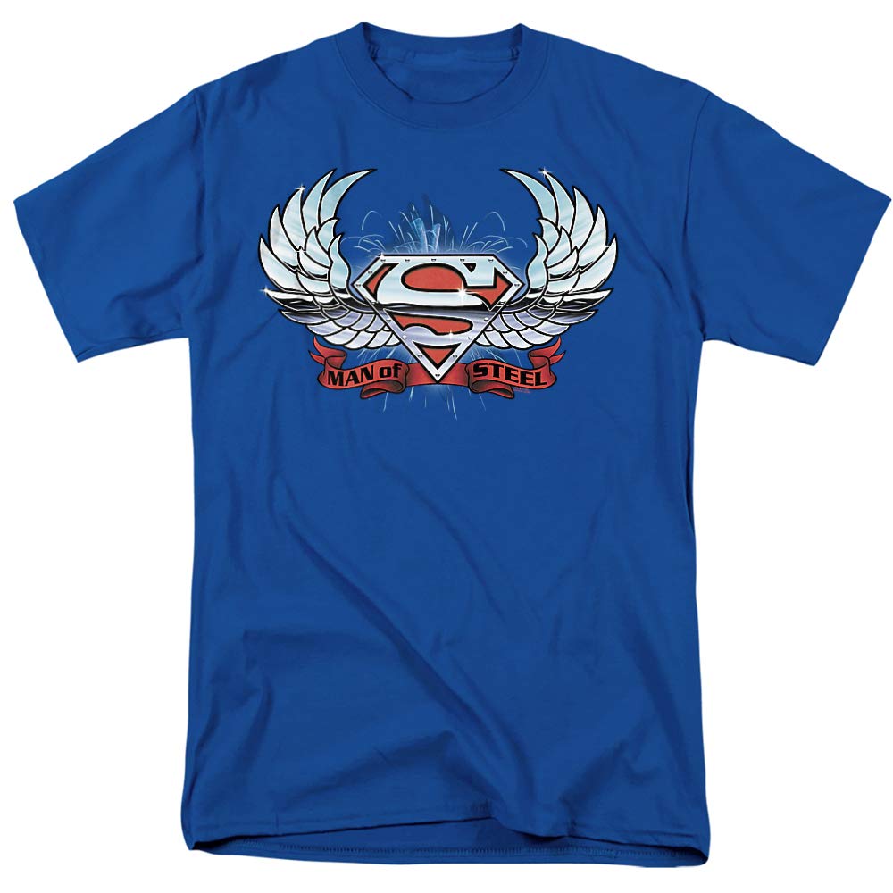 Superman Chrome Wings Shield Graphic T-Shirt for Men & Women | Unisex Superhero Tee for Cosplay, Comic Con & Casual Wear