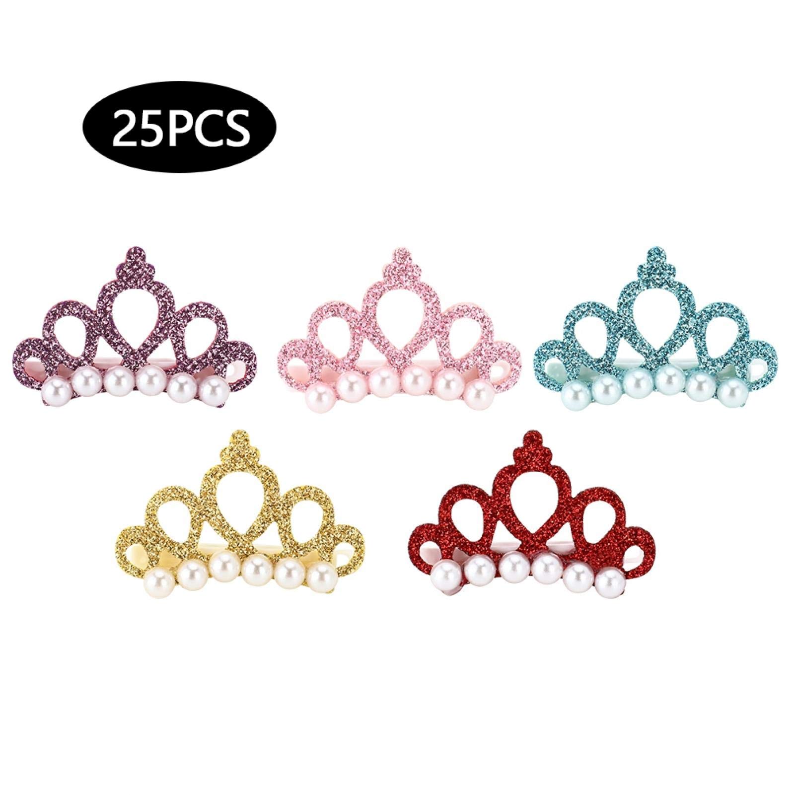 GLOGLOW 25Pcs Small Pet Hair Clips - Snap Hair Clips & Crown Hair Accessories for Dogs & Cats - Perfect for Grooming, Styling & Photo Shoots