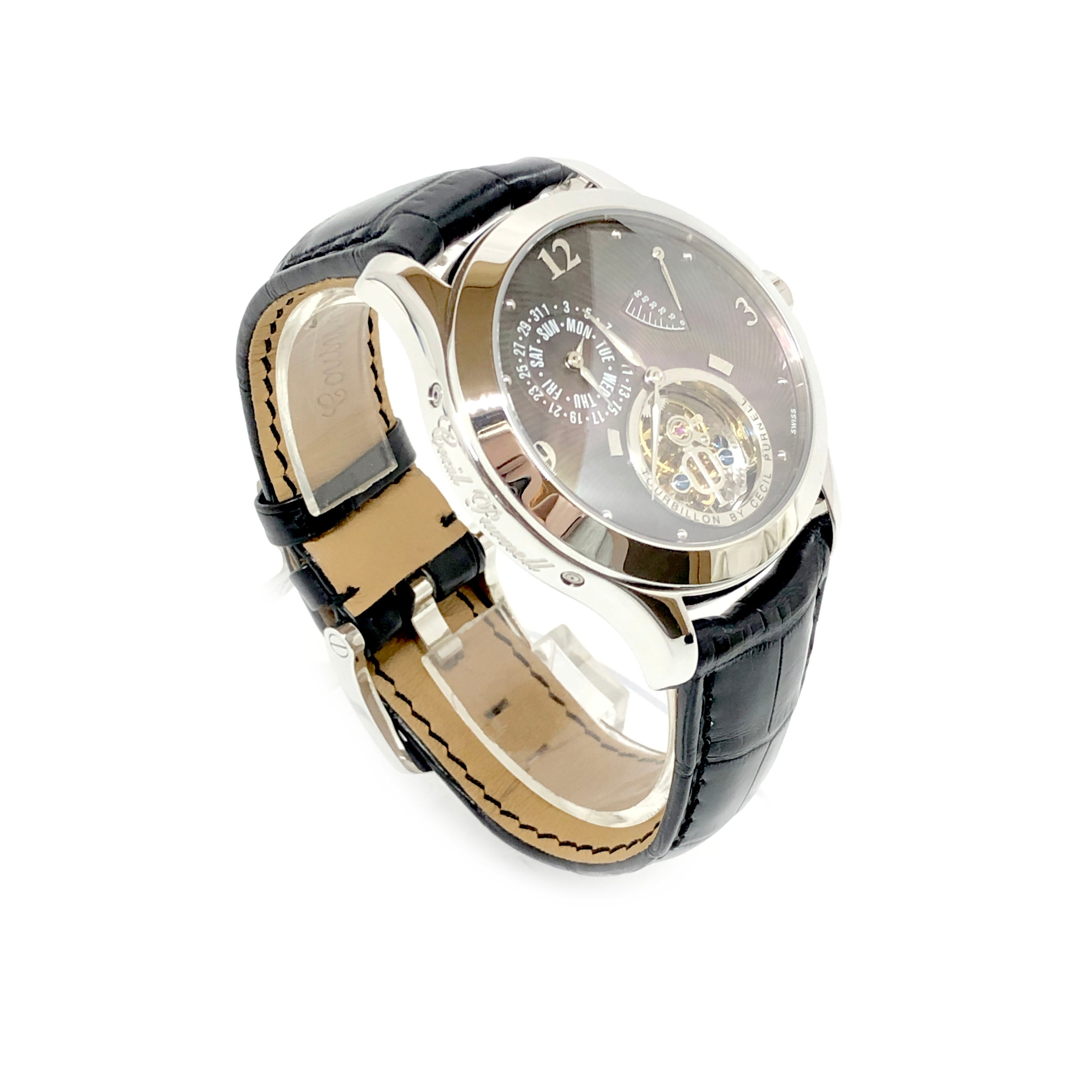 Cecil Purnell Luxury Tourbillon Watch - Stainless Steel Limited Edition Timepiece for Men | Perfect for Business Meetings, Formal Events & Watch Collectors