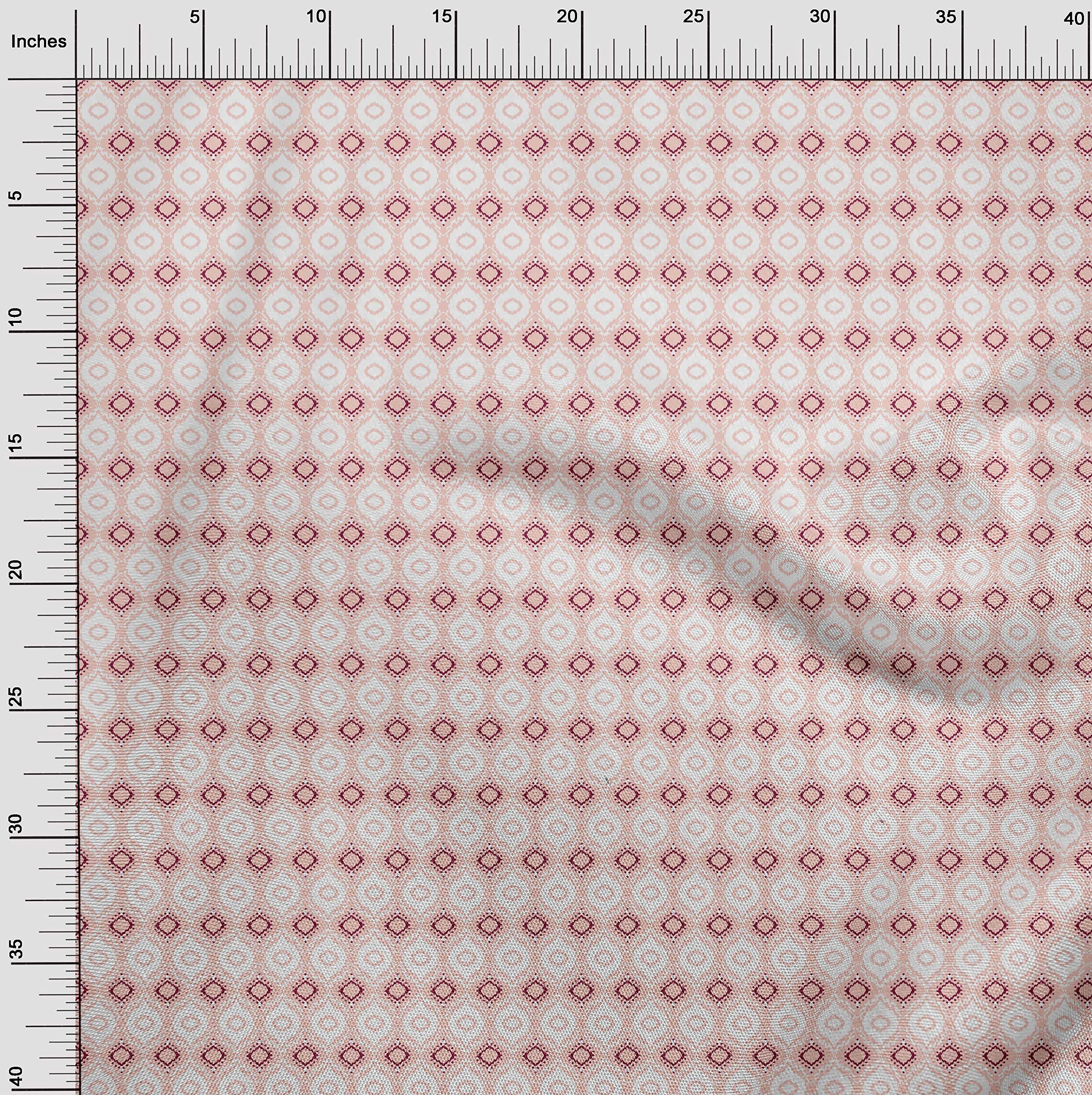 oneOone Georgette Viscose Pink Salmon Fabric - 42 Inch Wide Ikat Print Dress Material by The Yard | Perfect for Asian-Inspired Dresses, Scarves & Home Decor