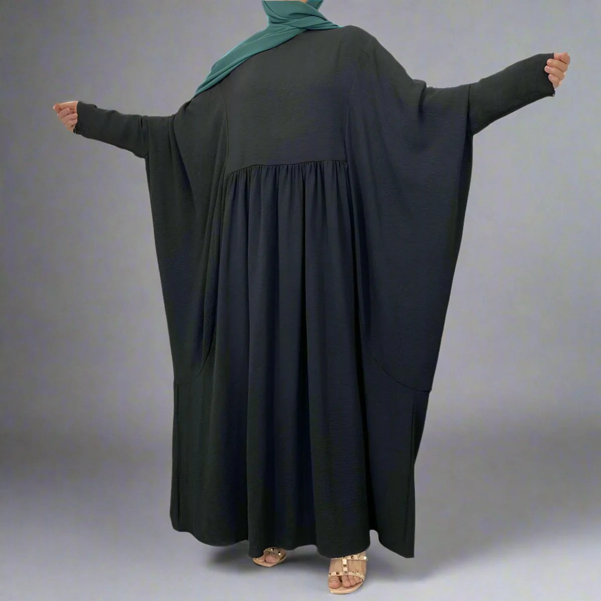 Elegant Pleated Wrinkle-Resistant Abaya Dress #256836 - Perfect for Modest Fashion, Prayer & Special Occasions