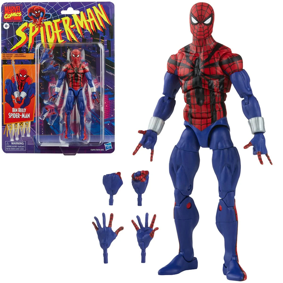 Hasbro Marvel Legends Spider-Man Retro Ben Reilly 6-Inch Action Figure - Collectible Toy for Superhero Fans, Gift for Kids & Adults, Perfect for Display & Play