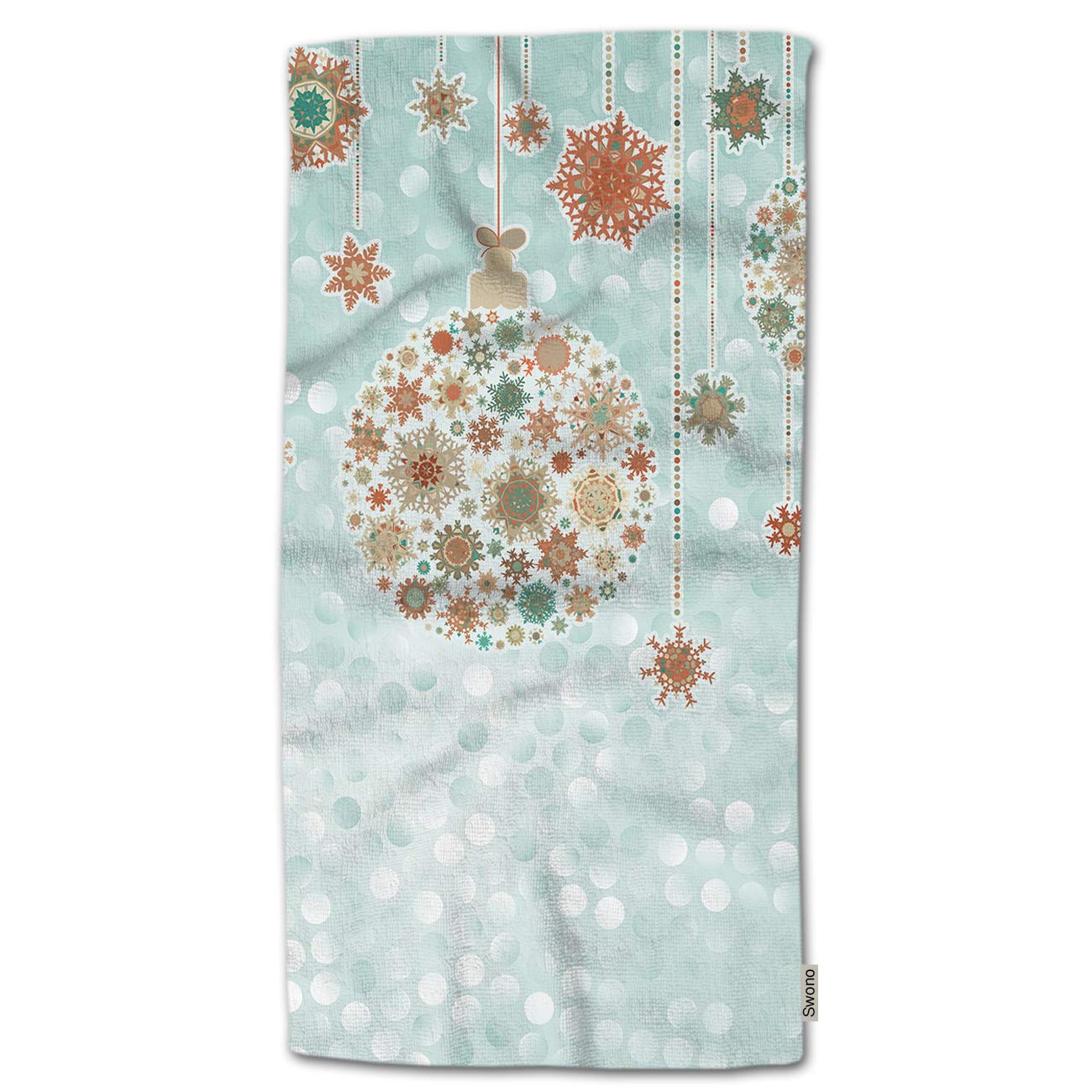 Swono Christmas Balls Hand Towel - Elegant Polyester Holiday Kitchen & Bath Towels (30x15 Inches) for Home, Spa, Gym - Perfect for Christmas Decor & Gift Giving