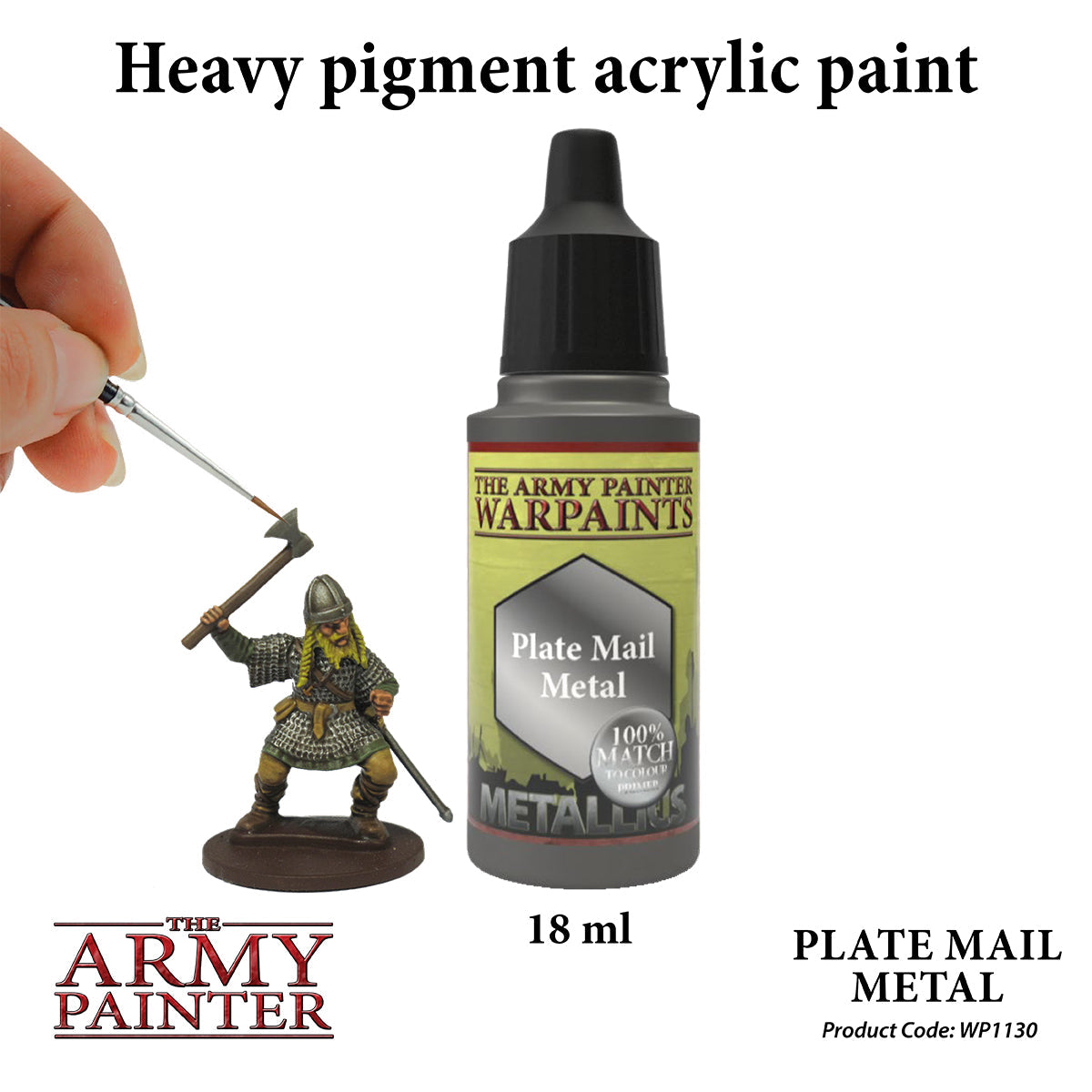 Warpaints Metallics: Plate Mail Metal Paint for Miniatures & Models - Perfect for Warhammer, D&D, and Tabletop Gaming