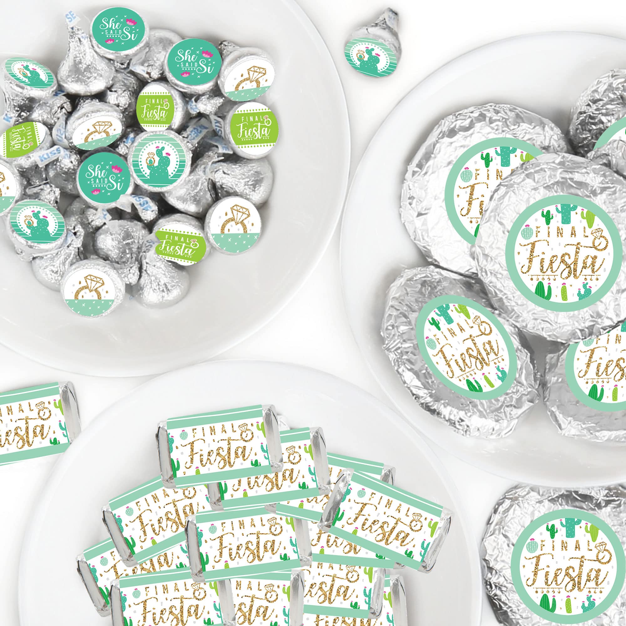 Big Dot of Happiness Final Fiesta Candy Kit - 304pcs Mini Candy Bar Wrappers, Round Stickers & Circle Labels for Bachelorette Party Favors | Perfect for Last Fiesta Celebrations, Bridal Showers & Themed Events