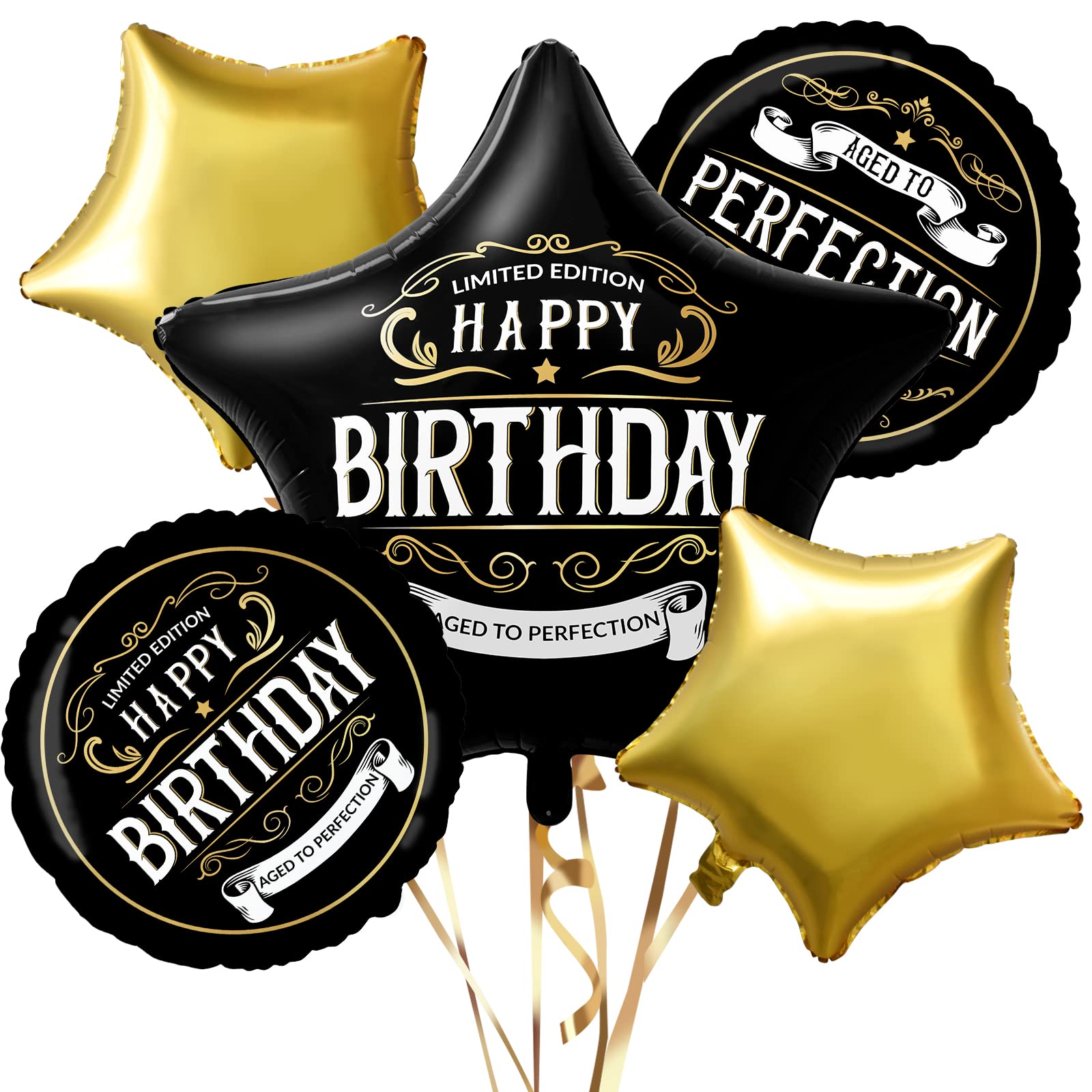Black and Gold Better With Age Foil Balloon - Happy Birthday Decorations for Men | Adult Birthday Party Supplies for 40th, 50th Milestone Celebrations, Office & Home Decor