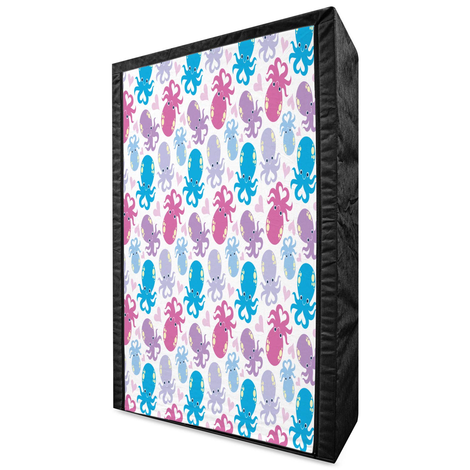Ambesonne Octopus Portable Fabric Wardrobe - Cartoon Marine Animals with Colorful Heart Design, 42.5