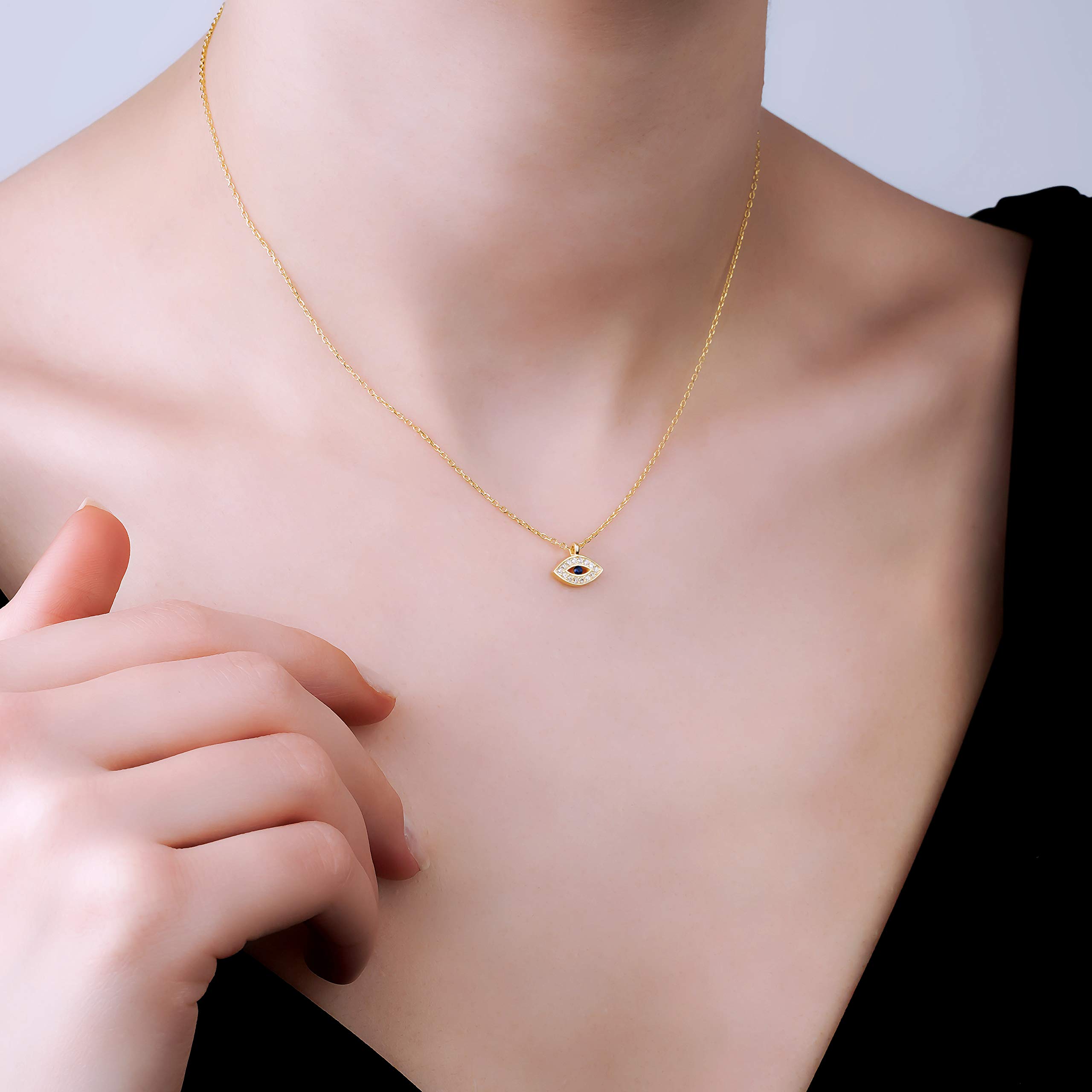 LYKIA 18K Gold Plated 925 Sterling Silver Jewelry Set with Zirconia - Handmade in Istanbul | Protection Pendant, Earrings, Bracelet & Choker Necklace for Women | Elegant Gift Box Included | Perfect for Weddings, Parties & Special Occasions