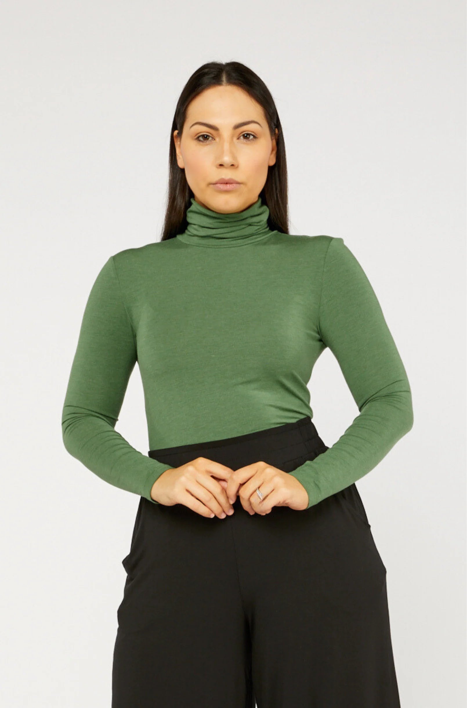 Soft Tani Marl Micromodal Turtleneck Top for Women - Breathable & Comfortable Slim Fit Long Sleeve Shirt - Perfect for Work, Layering & Everyday Wear