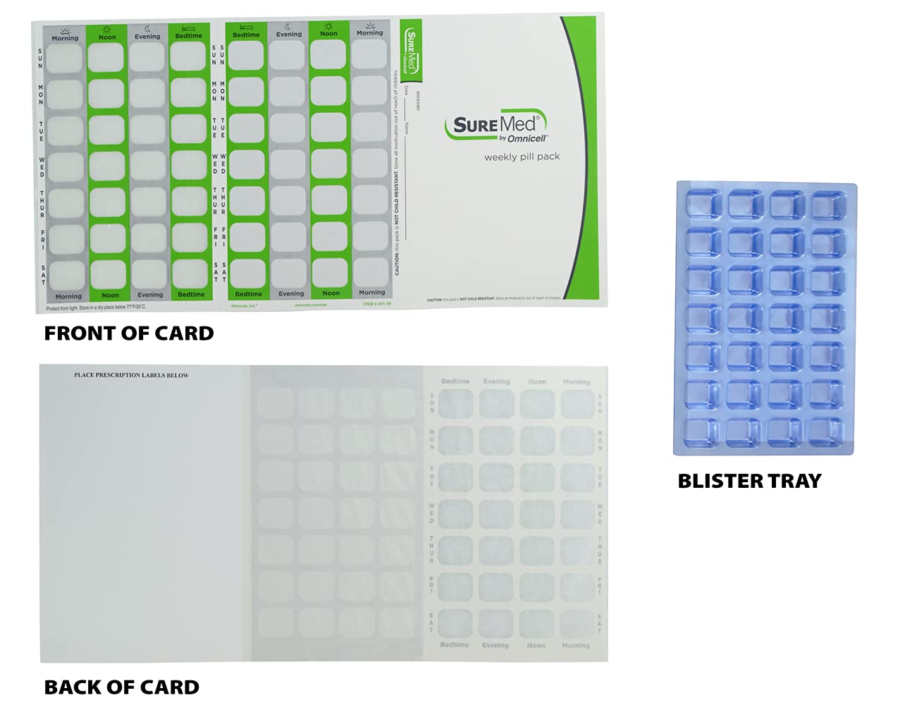 4 Times a Day Weekly XL Cold Seal Pharmacy Blister Pack System for Pills - 2-Piece Unit Dose Tri-Fold Booklet, No Extra Equipment Needed (6 Pack) | Perfect for Medication Management, Nursing Homes & Hospital Pharmacy Organization