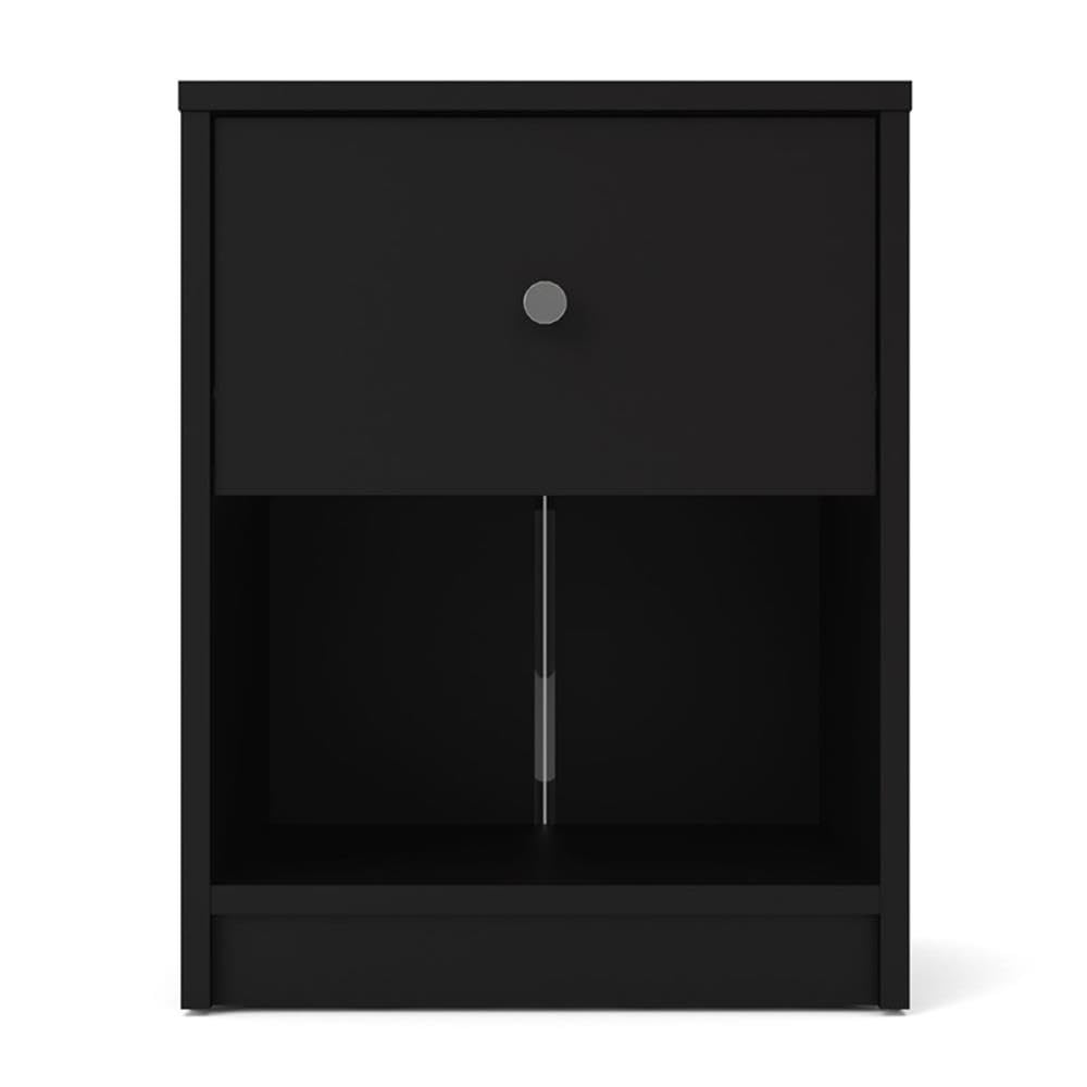 Scandinavian Modern 4-Piece Bedroom Furniture Set with 3-Drawer Chest, 6-Drawer Dresser & Nightstands - Black Finish with Pewter Handles for Contemporary Home Decor | Perfect for Master Bedroom, Guest Room or Apartment Living