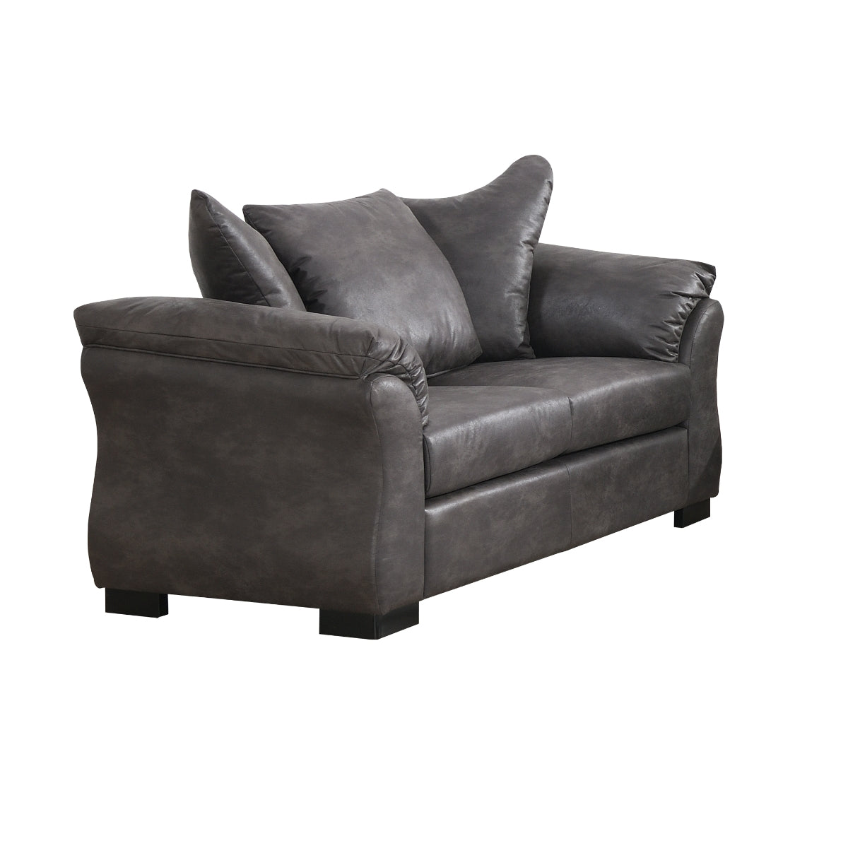 Charcoal Polished Microfiber Loveseat - Transitional Modern Design Sofa for Living Room, Lounge & Small Spaces | Comfortable 2-Seater Couch with Stylish Home Decor
