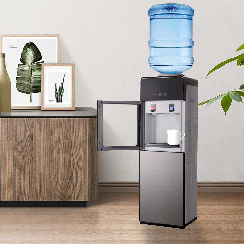 Top Loading Water Cooler Dispenser with Hot & Cold Water - 3/5 Gallon Bottle Capacity, Compressor Cooling System for Home, Kitchen, Office & Dorm | Electronic Cooling | Perfect for Hydration, Parties & Workspaces