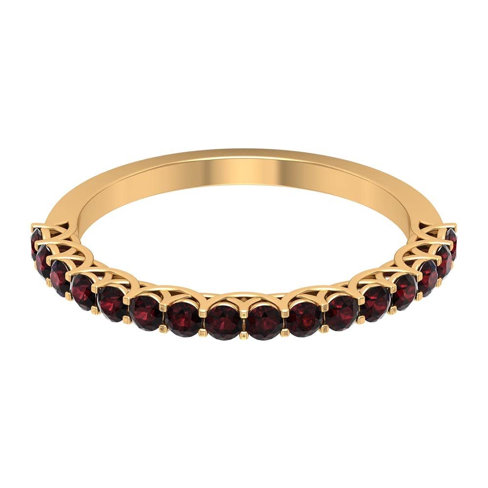 3/4 CT Red Garnet Half Eternity Ring for Women - 14K Solid Gold Wedding Band, Anniversary Gift, Promise Ring - Perfect for Valentine's Day, Engagement & Special Occasions