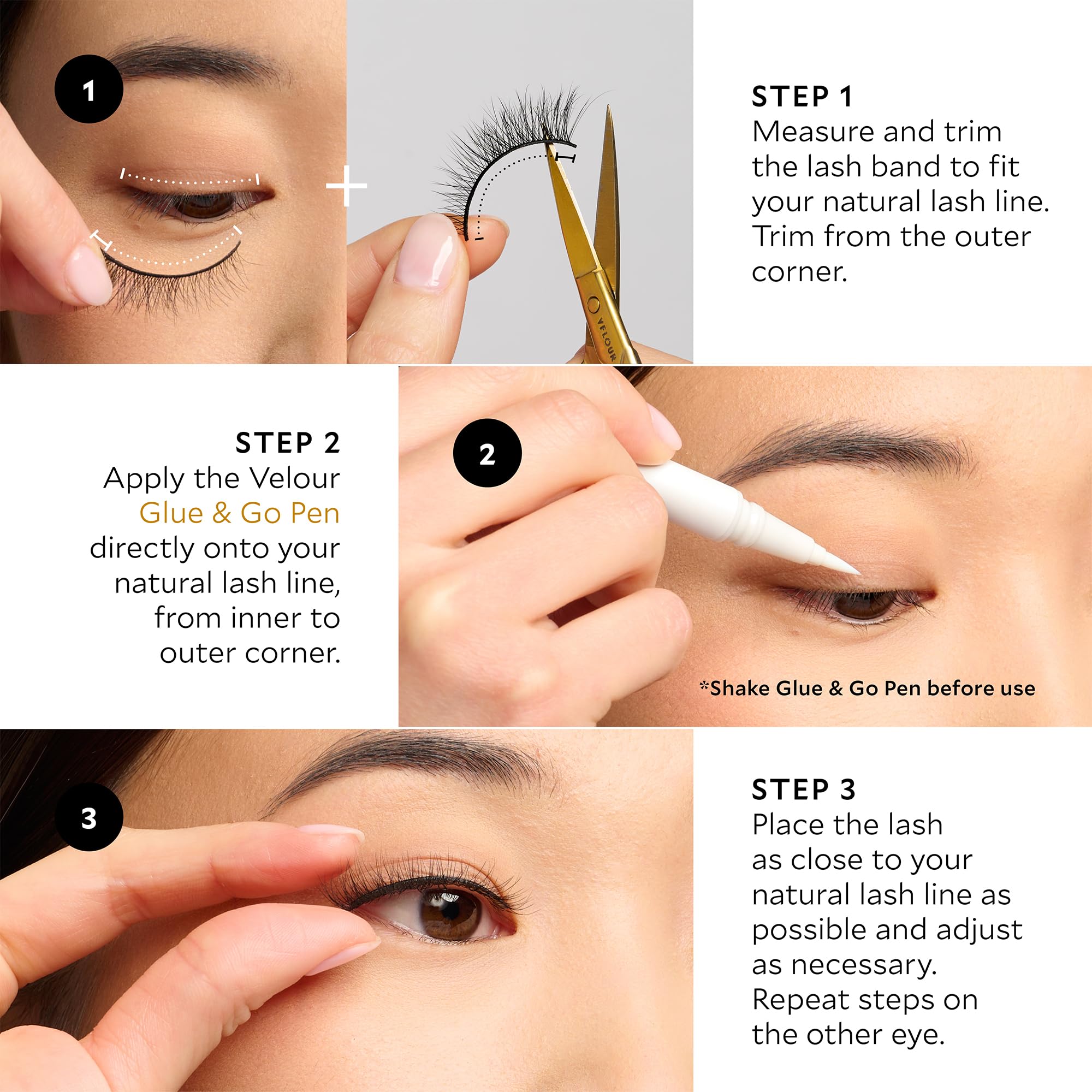 Velour Clear Eyelash Glue Pen - Precision Tip Lash Adhesive for False Eyelashes | Beginner Friendly, Gentle Formula, Dermatologist Tested | Dries Clear, Long Lasting Hold | Perfect for Daily Wear, Special Occasions & Professional Makeup Artists