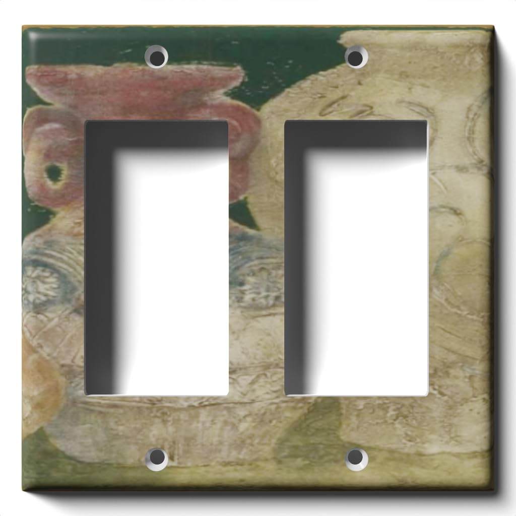 Decorative Vase Light Switch Cover - Double Rocker (Decora Style) Wall Plate for Home Decor - Perfect for Living Room, Bedroom, and Office