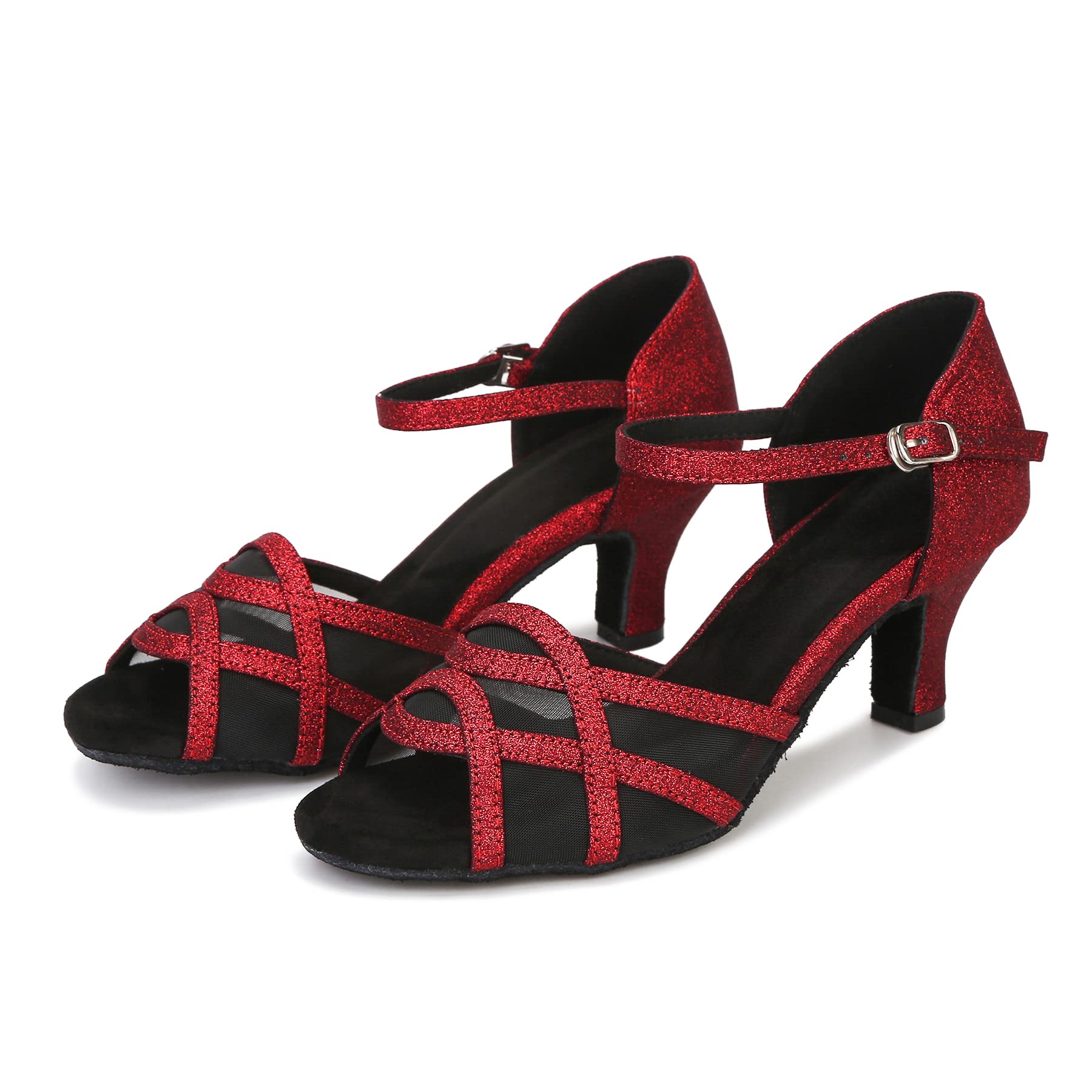 Women's Latin Dance Shoes - Ballroom Salsa Tango Shoes for Women (Red, Size 9.5) - Perfect for Dance Competitions, Performances & Social Dancing