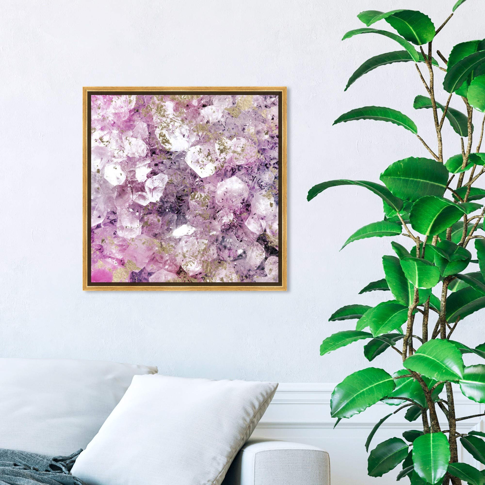 Oliver Gal Abstract Framed Wall Art - 20x20 Inch Purple & Gold Crystal Canvas Print for Romantic Home Décor | Perfect for Living Room, Bedroom & Office Decorations