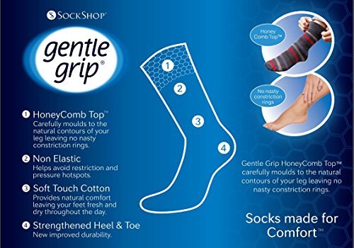 3 Pairs Men's Plain Gentle Grip Non-Slip Socks - UK 6-11 / EU 39-45 - Comfortable Everyday Casual & Work Socks for Office, Walking & Daily Wear