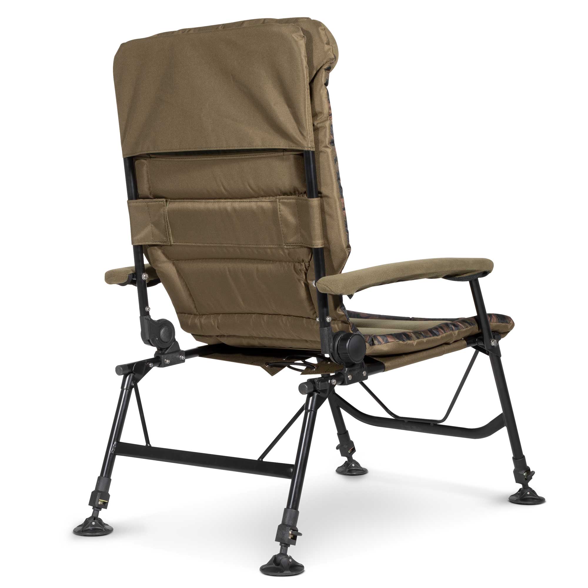 Premium Portable Fishing Chair with Reclining Backrest, Padded Armrests & Adjustable Rotating Feet - DL73 - Perfect for Camping, Beach, Backyard & Outdoor Relaxation