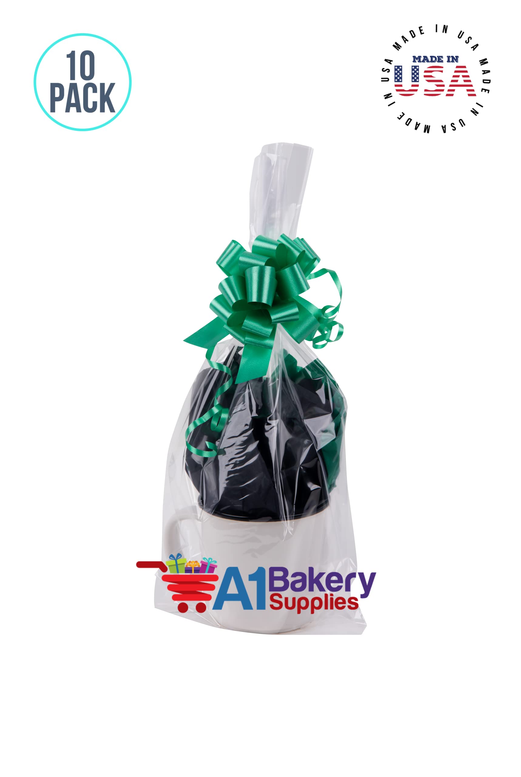 A1 Bakery Supplies 10-Pack Clear Cellophane Gift Bags 12x24 Inches - Perfect for Gift Baskets, Party Favors & Bakery Packaging