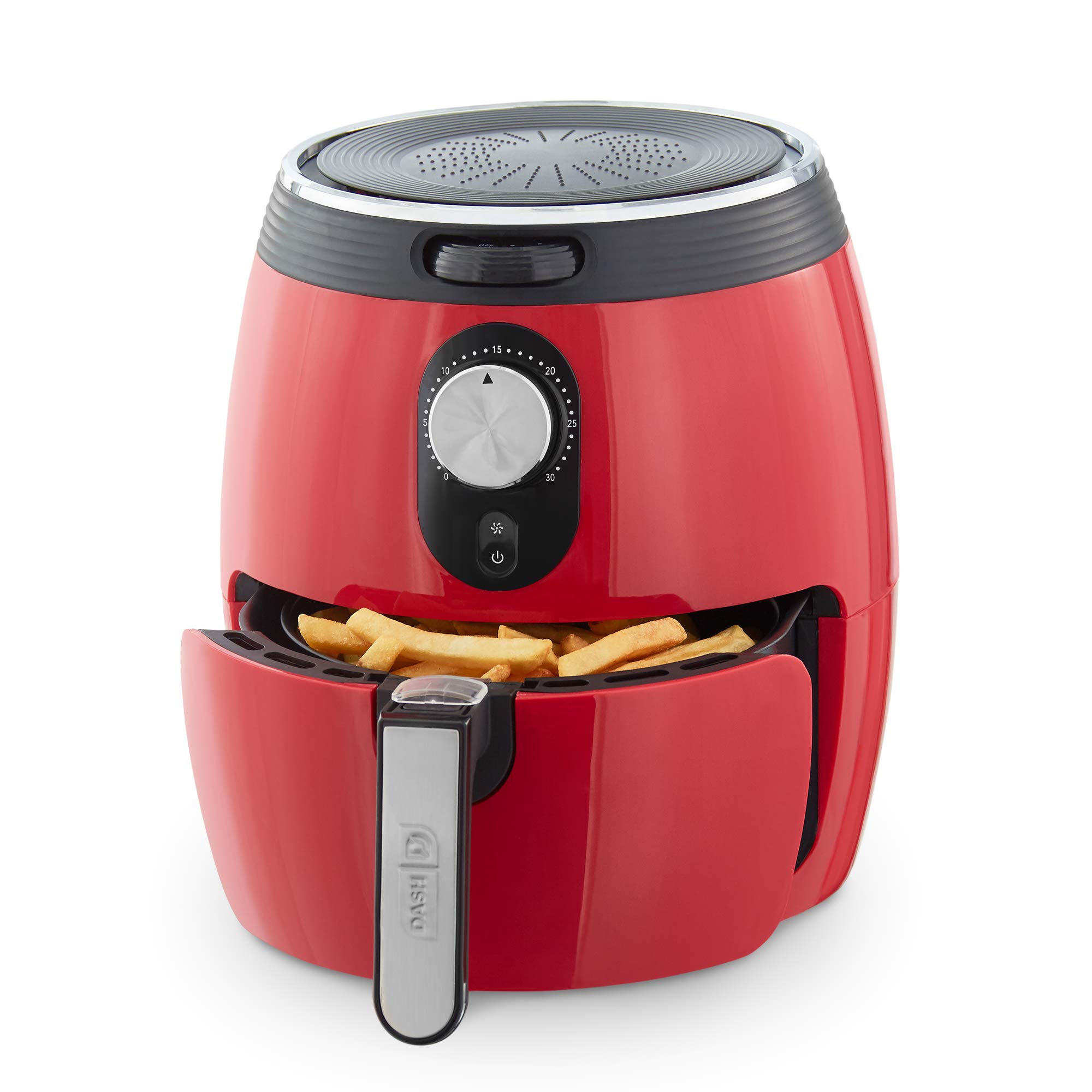 Dash Deluxe 3-Quart Electric Air Fryer & Oven Cooker - 1200W with Temperature Control, Non-Stick Basket, Auto Shut-Off & Recipe Guide - Red | Perfect for Healthy Frying, Baking, Roasting & Reheating Meals for Families & Small Gatherings