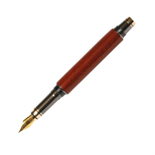 Premium Lanier Elite Fountain Pen - Gun Metal Finish with Bloodwood Accents - Luxury Writing Instrument for Professionals, Calligraphy & Gift Giving