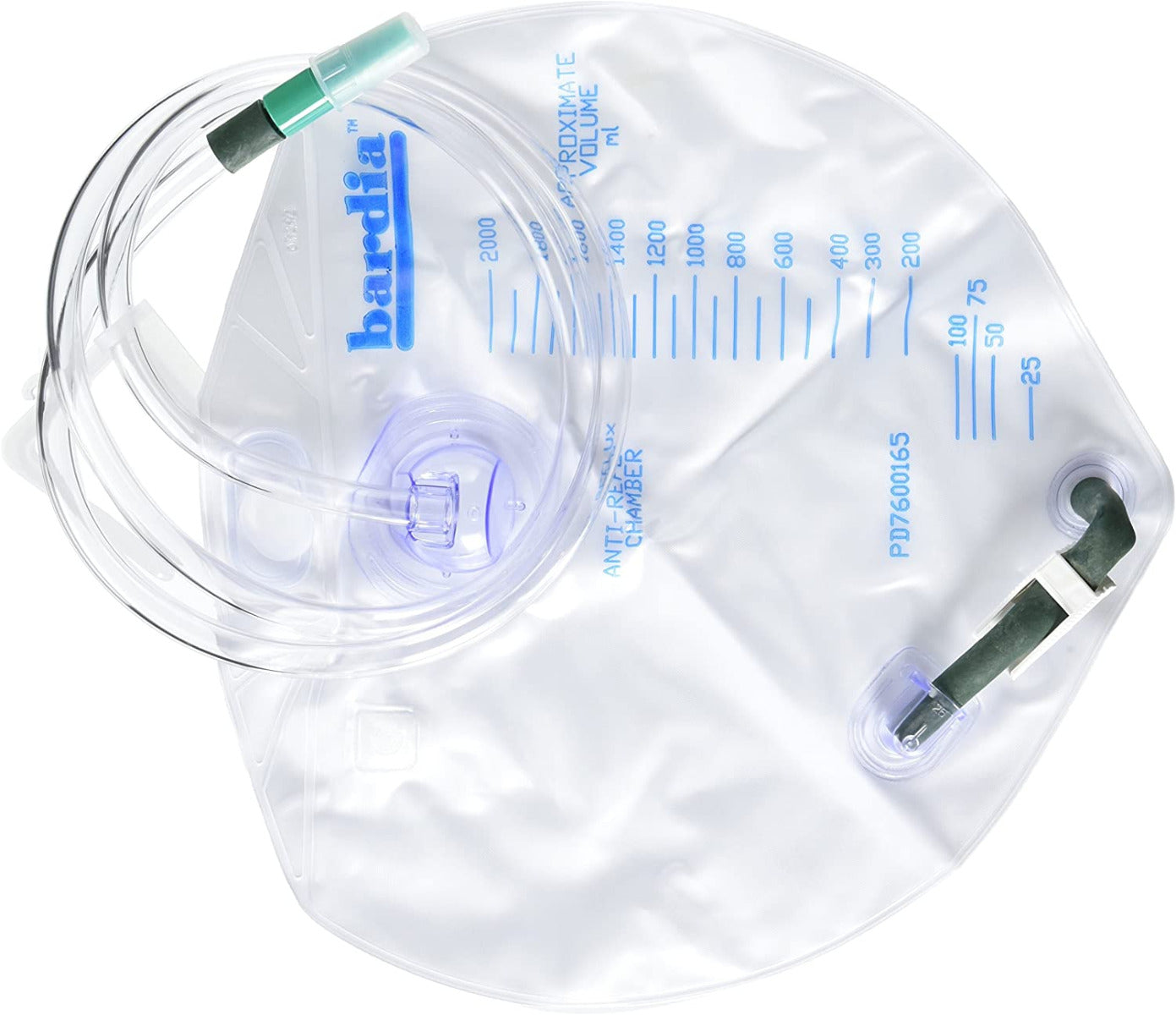 Bardia 802001 Urinary Drain Bag - 2000ml Capacity, Latex-Free, Disposable Urine Collection Bag for Hospitals, Home Care & Travel Use
