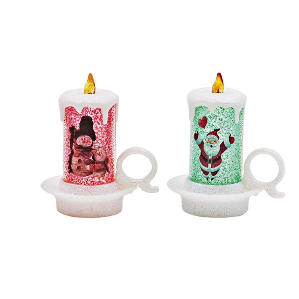 Amosfun 2 Pack Flameless LED Christmas Candle Lights - Battery Operated Electronic Tea Lights for Home Decor, Holiday Party, Wedding Centerpiece & Cozy Ambiance